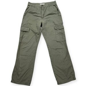 Stradivarius Cargo Pants Women's 10 Olive Green Straight Leg Utility Trousers